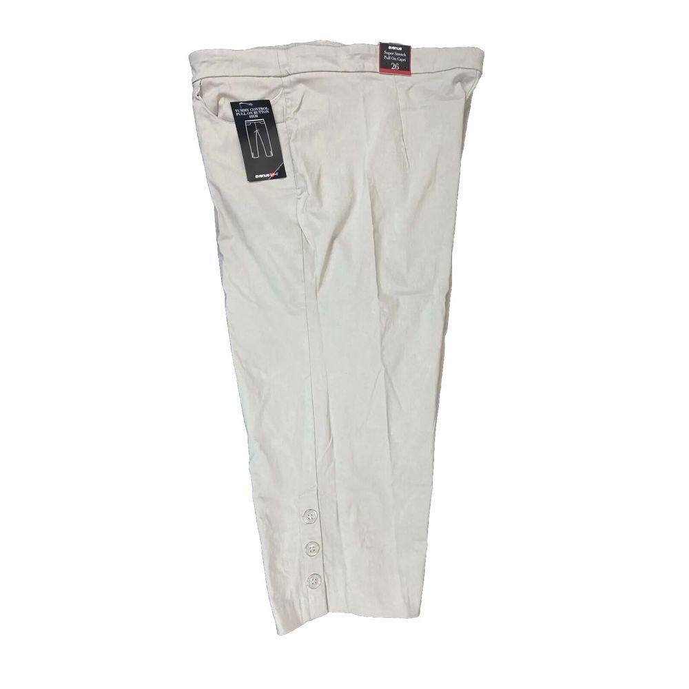Avenue Khakis Womens 26 Stretch Capri Pants Tan Beige Tummy Control Trousers NEW